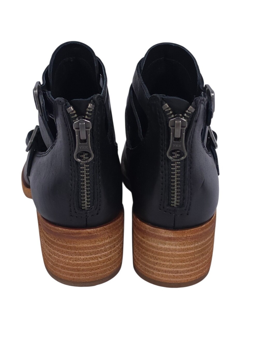 Kork-Ease Black Leather Ankle Booties with Buckle Straps - Picture 3 of 9